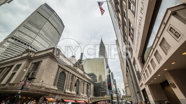 MetLife and Chrysler Building and Grand Central Station Terminal in Midtown Manhattan on cloudy day