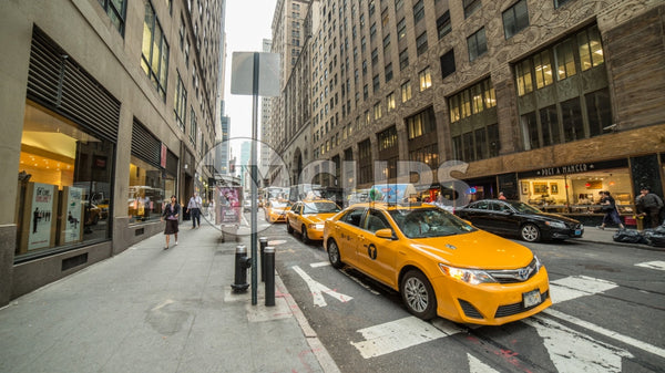 taxi cab at crosswalk in Midtown Manhattan