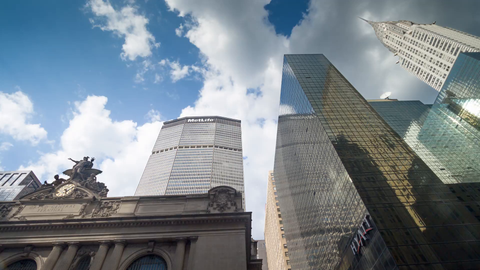 Chrysler and Met-Life Building and Grand Central Station Terminal - skyscrapers towering over Midtown - timelapse in Manhattan in 4K and 1080 HD in NYC