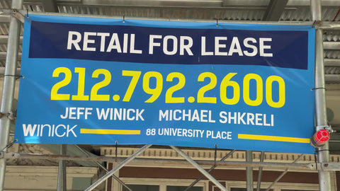 retail for lease sign with phone number in Manhattan New York City NYC