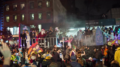 Santa Claus costume in Halloween parade in Greenwich Village