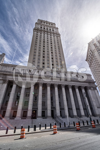 courthouse in Downtown Manhattan on sunny day in HDR