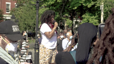 powerful Black leader giving speech at BLM rally in Washington Square Park NYC with audio