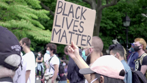 homemade Black Lives Matter sign at BLM rally in NYC