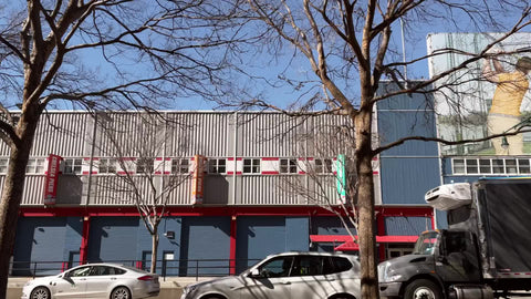 Chelsea Piers - Bowlmor Lanes driving by passing on West Side Highway cars Manhattan New York City NYC