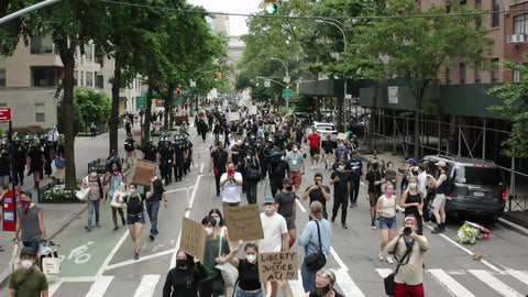 Black Lives Matter protest signs in march people marching New York City NYC