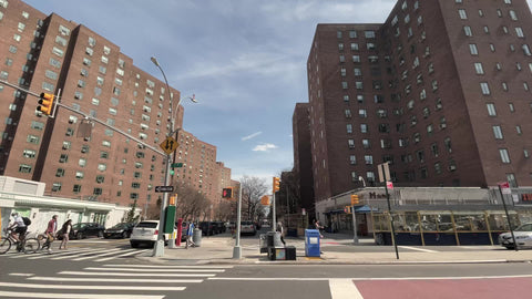 Peter Cooper Village red brick buildings of Stuyvesant Town on 1st Avenue in Manhattan New York City NYC