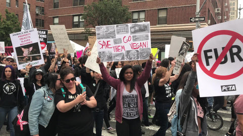 not ours and set them free chant at vegan protest in New York City