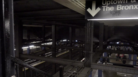 panning across sign for Uptown and The Bronx in subway station at 14th Street in 4K and 1080 HD in NYC