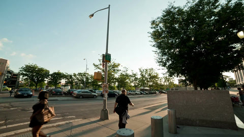 panning at Yankee Stadium on bright sunny day before sunset - summer in The Bronx in NYC