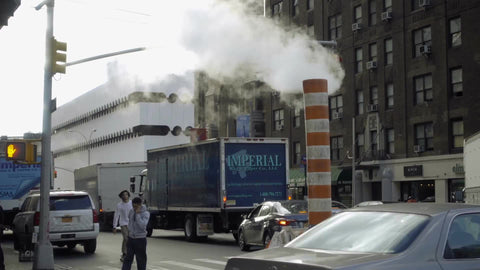construction steam pipe on 7th ave in Manhattan NYC 1080 HD