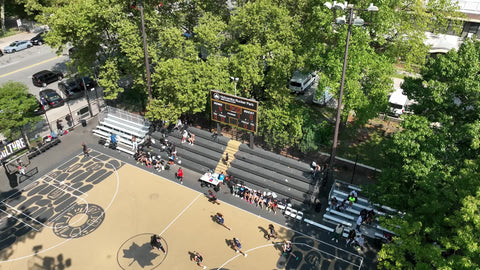 Rucker Park girls tournament fast break on basketball court Harlem New York City