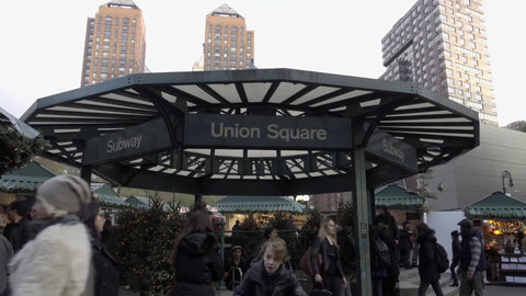 Union Square subway station exterior - teepee - hut - umbrella shaped entrance