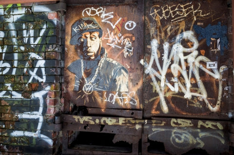graffiti wall with gritty art in New York City