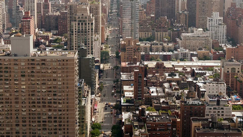 cropped slow pulling Midtown Manhattan cityscape buildings