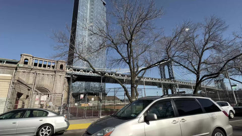 driving on Market Slip by Manhattan Bridge New York City NYC