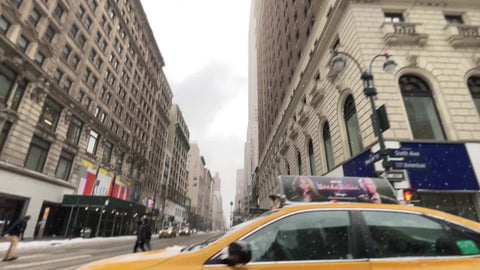snowing winter Empire State building street view Manhattan New York City NYC