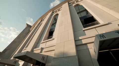 panning on Yankee Stadium exterior ticket booth - tickets at front entrance in the Bronx - upward angle in NYC