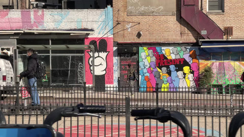 driving through Lower East Side neighborhood LES Manhattan Downtown New York City NYC