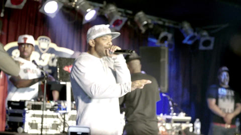 Prodigy of Mobb Deep rapping on stage in slow motion