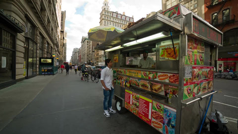 customers waiting for Halal food at snack truck