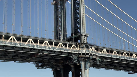 subway train crossing Manhattan Bridge to Brooklyn New York City NYC