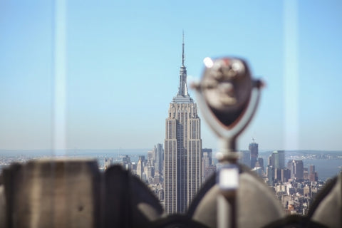 observation deck viewer of Manhattan cityscape Empire State Building view New York City