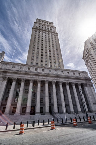 courthouse in Downtown Manhattan on sunny day in HDR