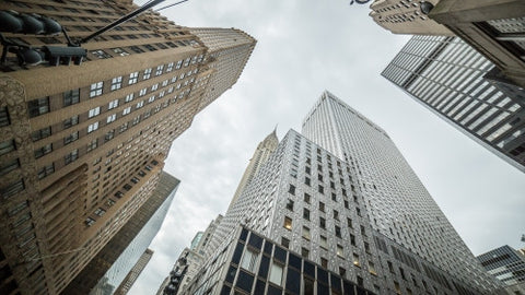 Chrysler Building upward angle in Midtown Manhattan - office buildings and skyscrapers