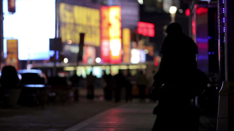 Times Square at night - silhouettes in Manhattan NYC