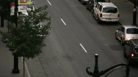 firetruck flashing lights and siren on fall day in NYC