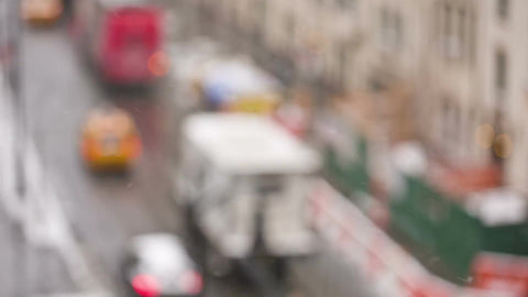 cars driving in snow - snowing in winter on Manhattan New York City street 1080 HD