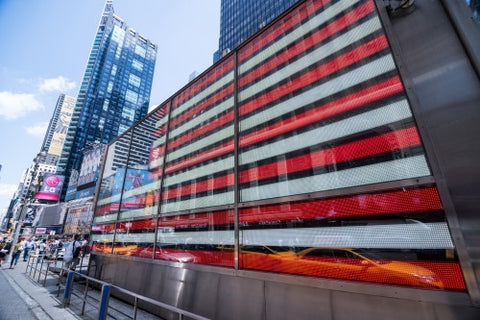 Armed Forces recruiting center LED American flag in Times Square NYC