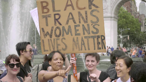 black trans women lives matter transgender rights sign Washington Square Park NYC