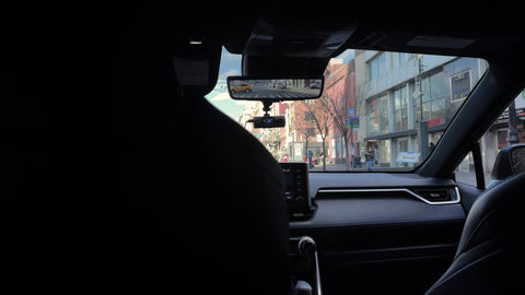 rear view mirror camera lcd screen uber driver driving New York City NYC