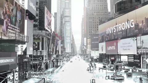 Times Square snowing in cold winter New York City NYC 1080