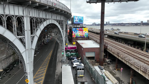 Harlem mural uptown pushing in by west side highway in NYC
