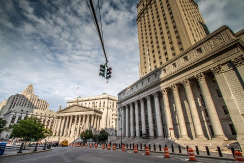 Foley Square in Downtown Manhattan on bright sunny day