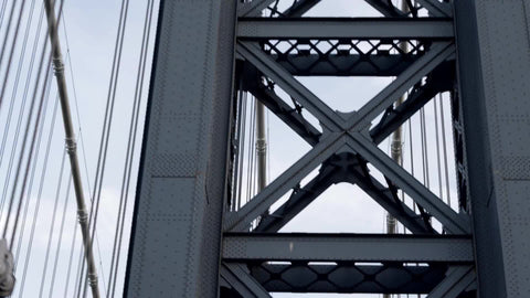 driving under BQE sign on Manhattan Bridge - close-up overhead