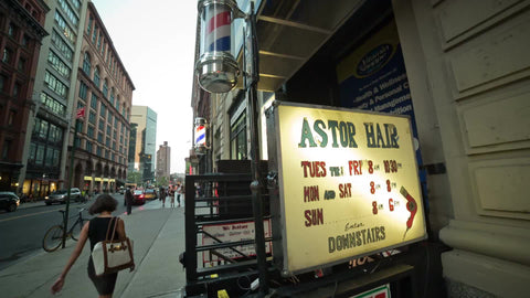 famous Astor Place haircut parlor sign - barbershop in Greenwich Village NYC