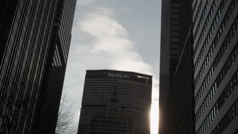 MetLife Building silhouetted in Midtown Manhattan NYC