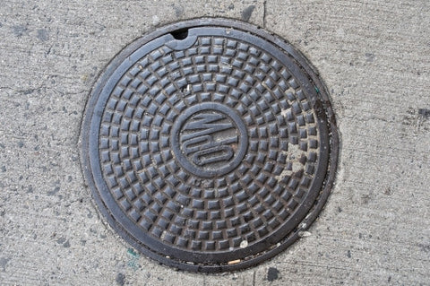 NYC manhole - sewer cover on street