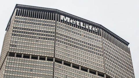 MetLife Building - close-up of top of famous skyscraper in Midtown Manhattan NYC