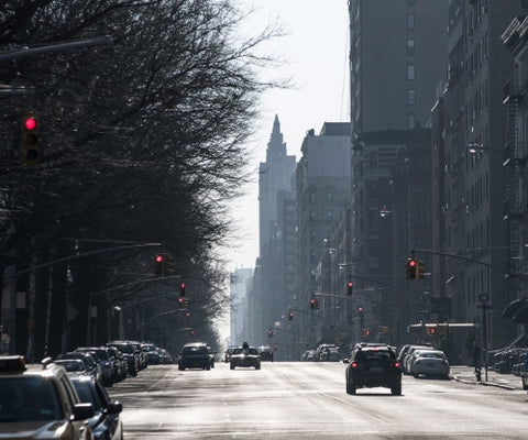 bright sunny day on Central Park West in Manhattan