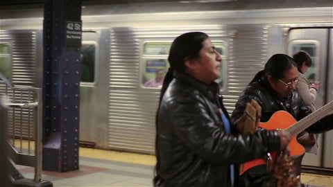 musicians playing Mexican music on subway station platform 1080 HD in NYC