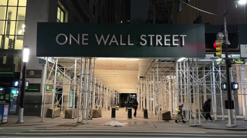 One Wall Street sign on Broadway at night Lower Manhattan Financial District New York City NYC