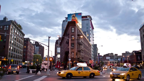 busy corner in Meatpacking District in early evening