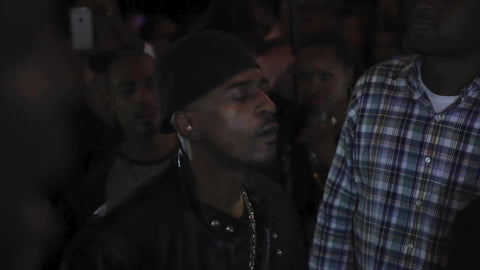 Rakim posing for photo with Swizz Beatz