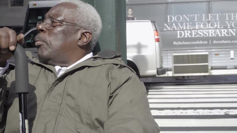 cup shaking, homeless old man on Park Ave begging for donations in slow motion 1080 HD in NYC