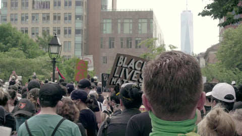 people gathered in Washington Square Park to support Black Lives Matter in NYC